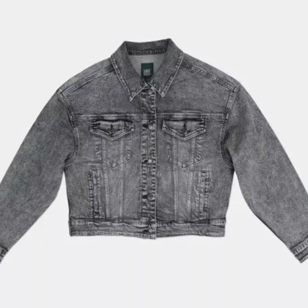 Wild Fable Cropped Denim Jean Jacket- Stone Washed Size S NEW - Picture 3 of 9